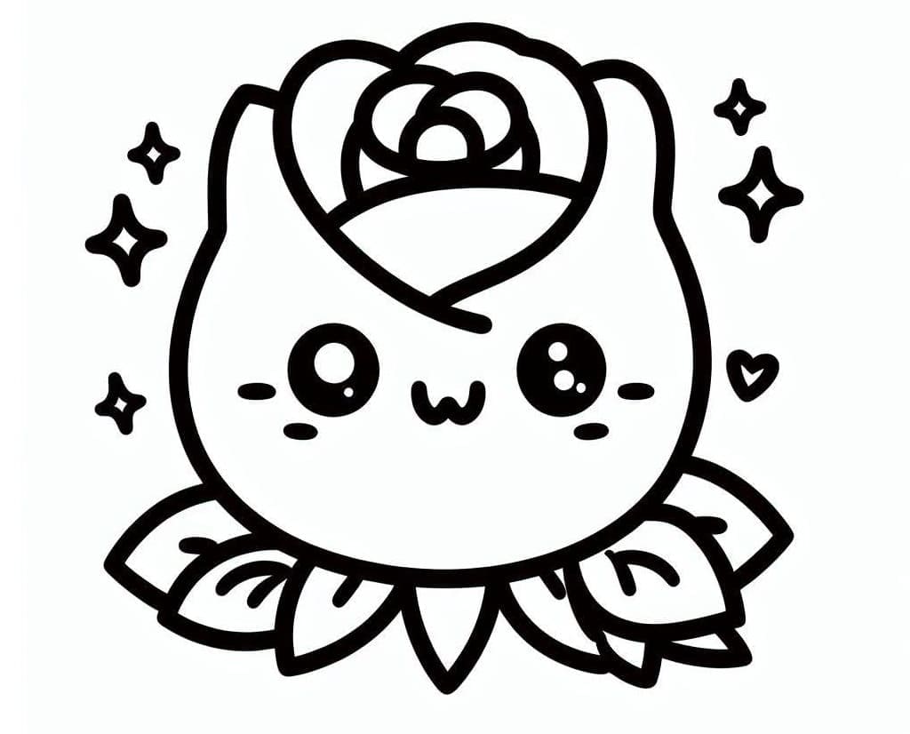 Desenho deRosa Kawaii para colorir