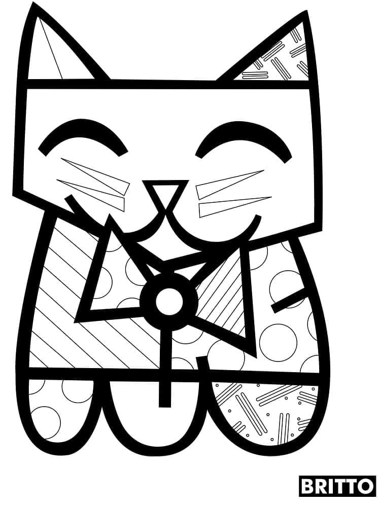 Desenho deUm Gato de Romero Britto para colorir