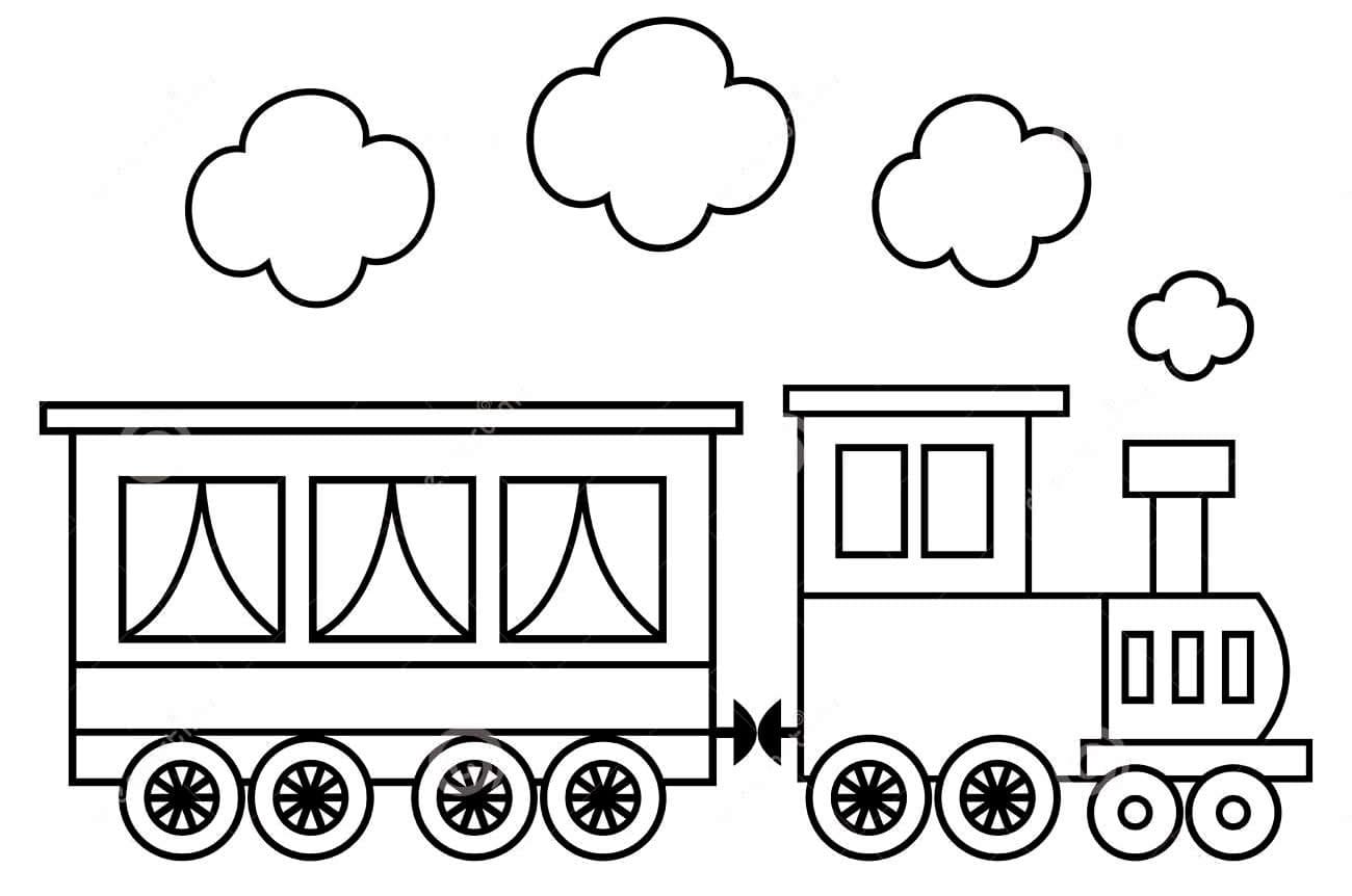 Desenho deUm Trenzinho Fácil para colorir