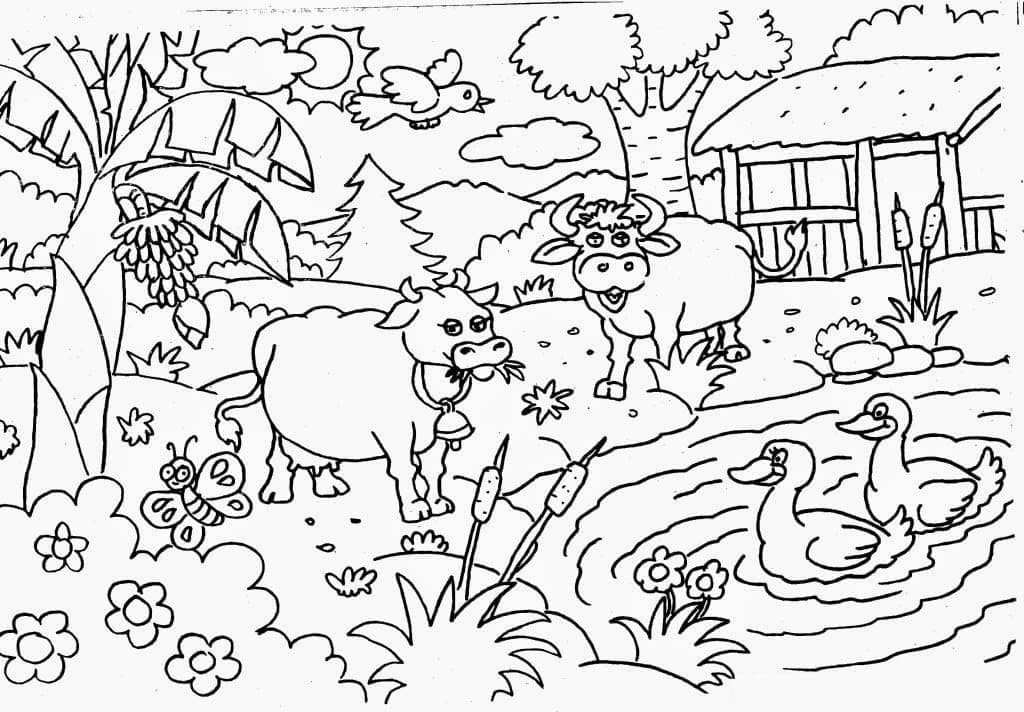 Desenho de Uma Fazenda para colorir