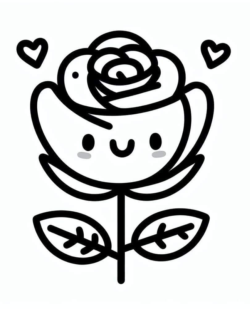 Desenho deUma Rosa Fofa para colorir