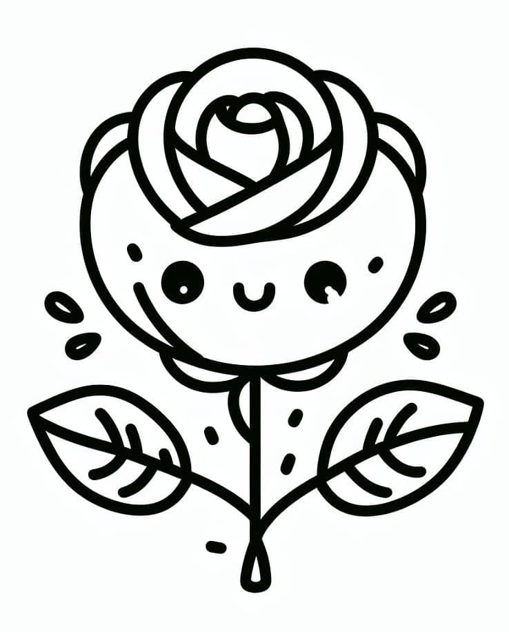 Desenho de Uma Rosa Muito Fofa para colorir