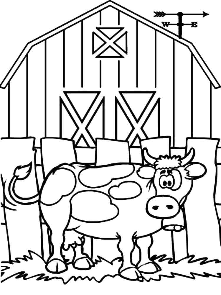 Desenho de Vaca na Fazenda para colorir