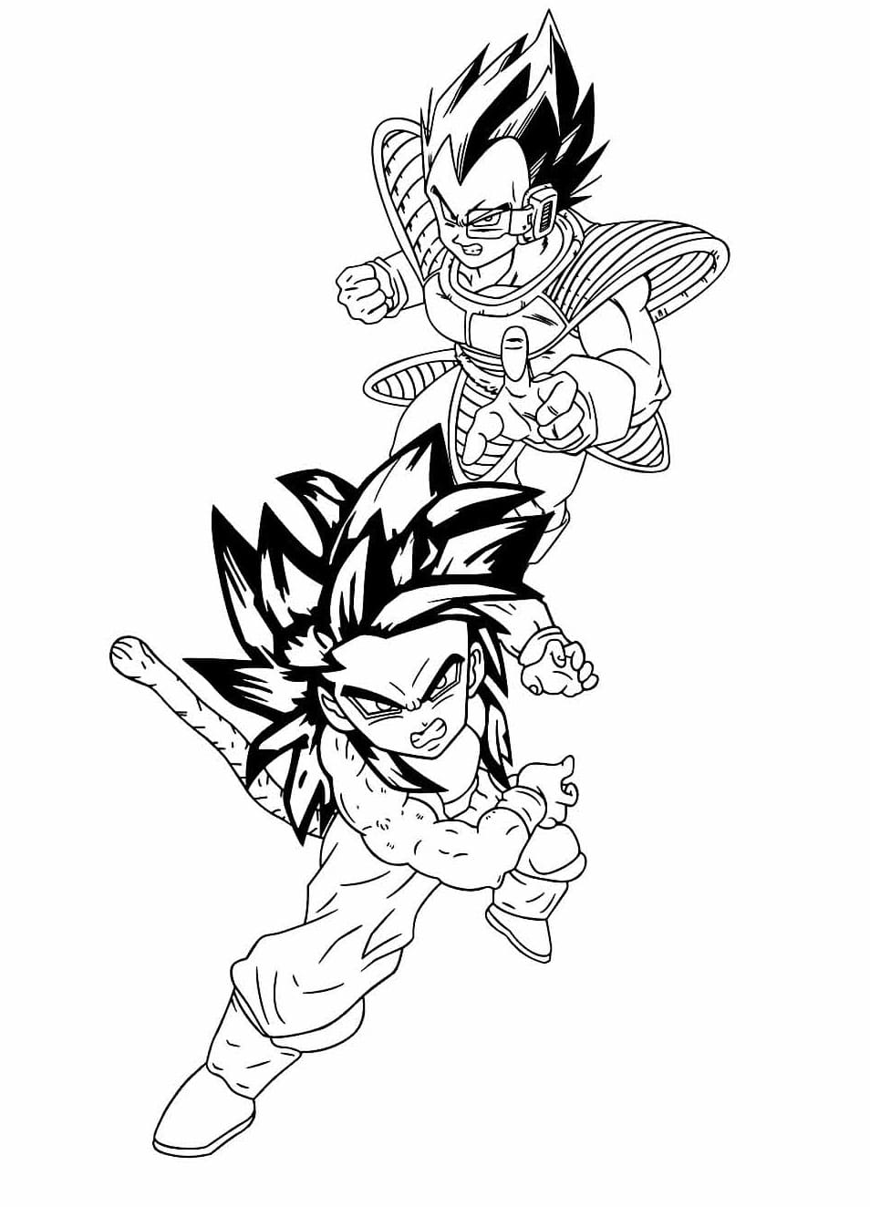 Desenho deVegeta e Goku de Dragon Ball Z para colorir