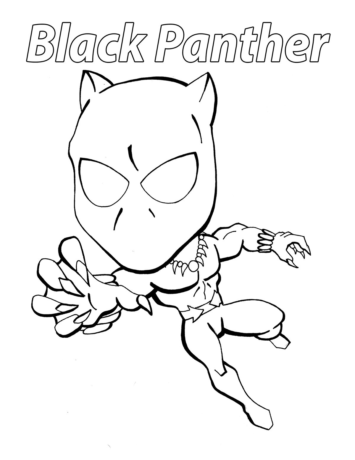 Desenho deChibi Pantera Negra para colorir