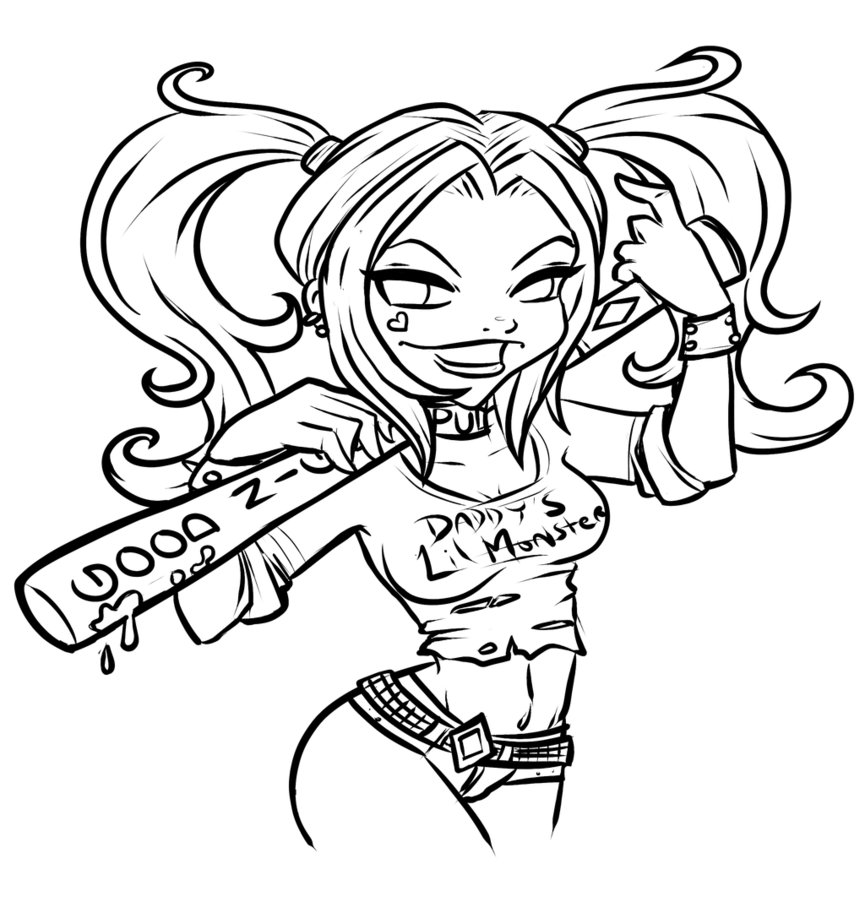 Desenho deChibi Harley Quinn para colorir