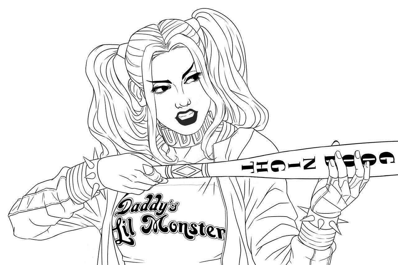 Desenhos de Harley Quinn para colorir