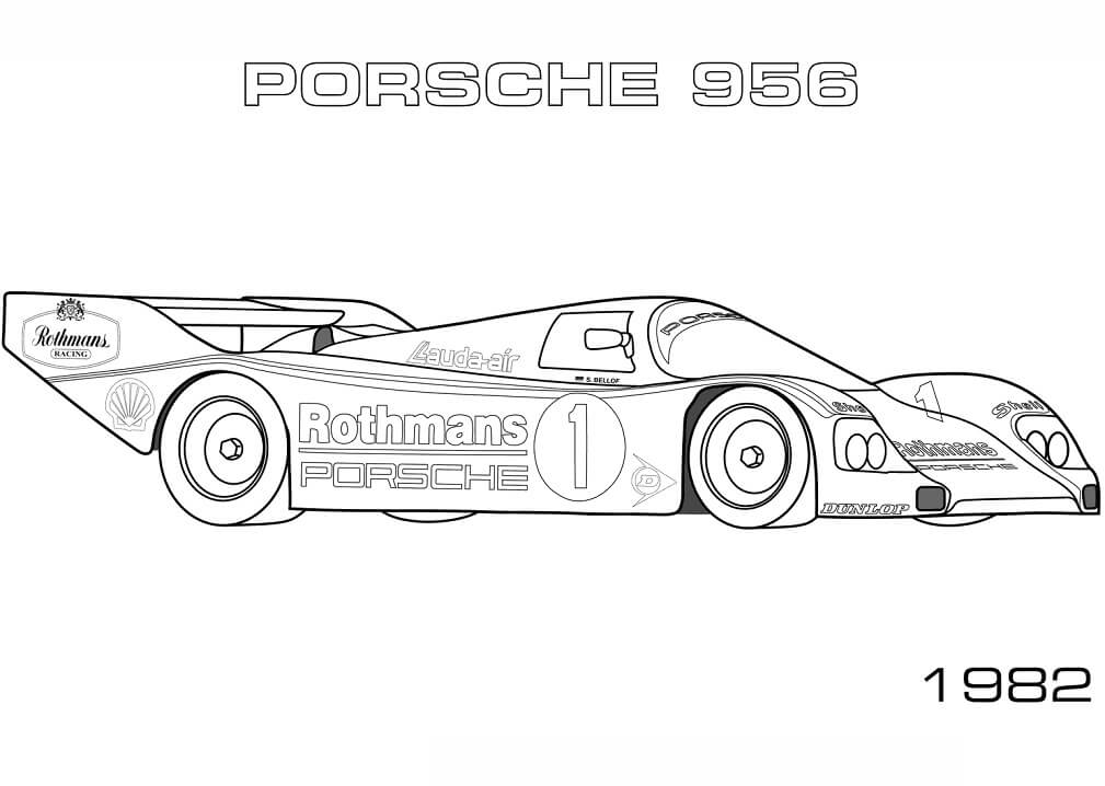 Desenho de1982 Porsche 956 para colorir