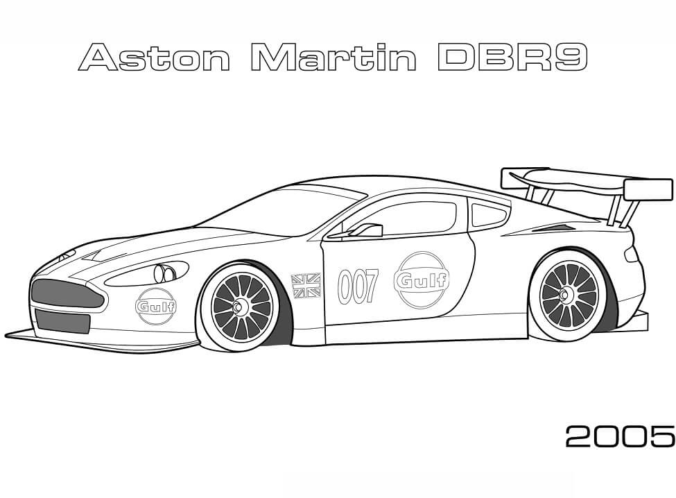 Desenho de2005 Aston Martin DBR9 para colorir