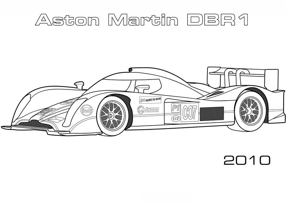 Desenho de2010 Aston Martin DBR1 para colorir