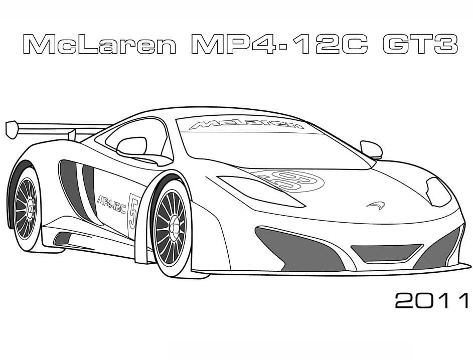 Desenho de2011 McLaren MP4 12C GT3 para colorir