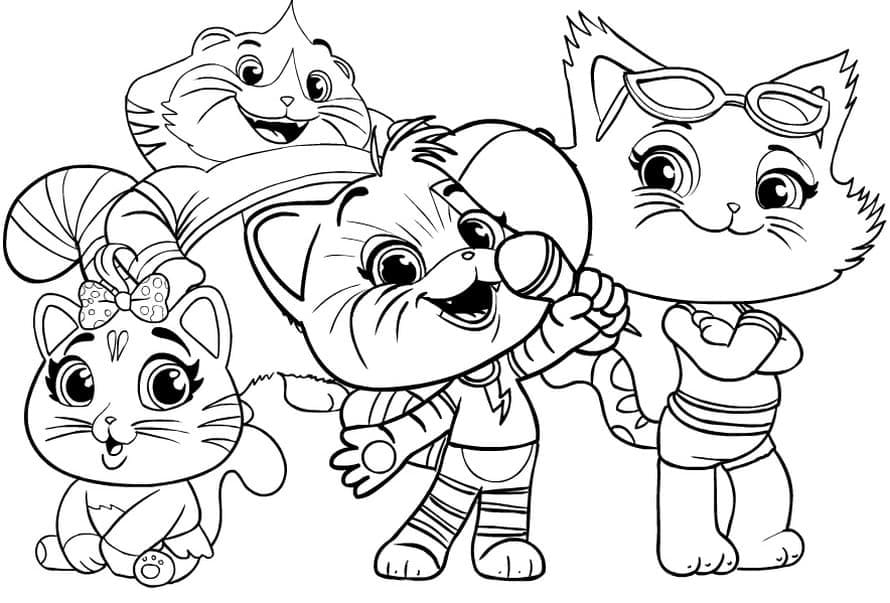 Desenho de44 Gatos 12 para colorir