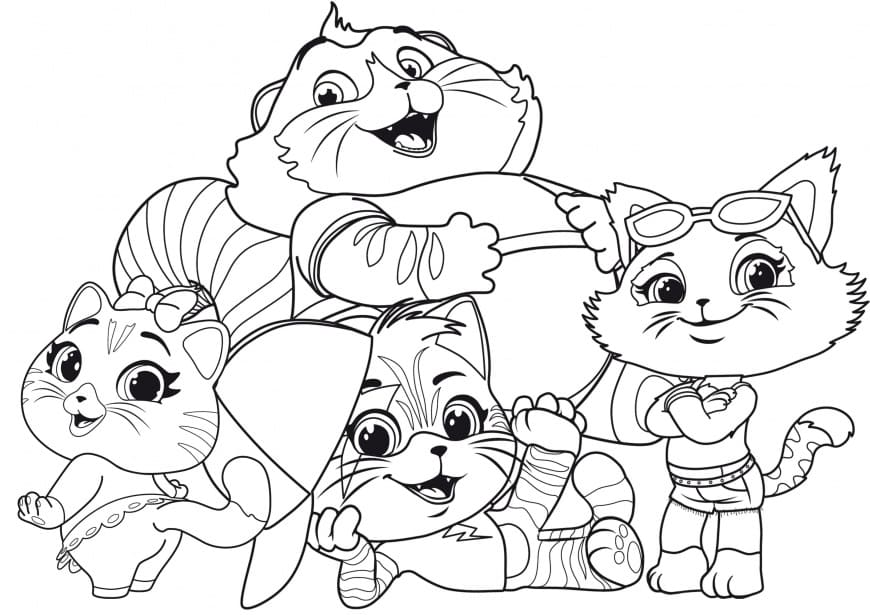 Desenho de44 Gatos 2 para colorir