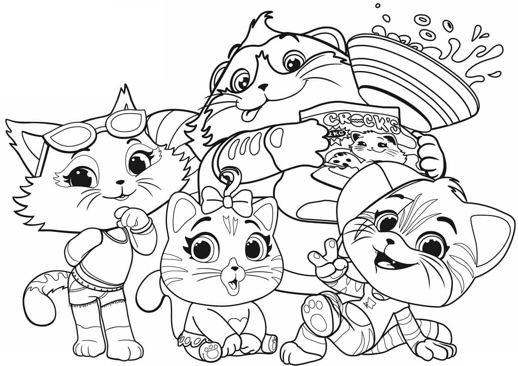 Desenho de44 Gatos 3 para colorir