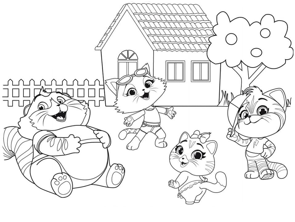 Desenho de44 Gatos 4 para colorir