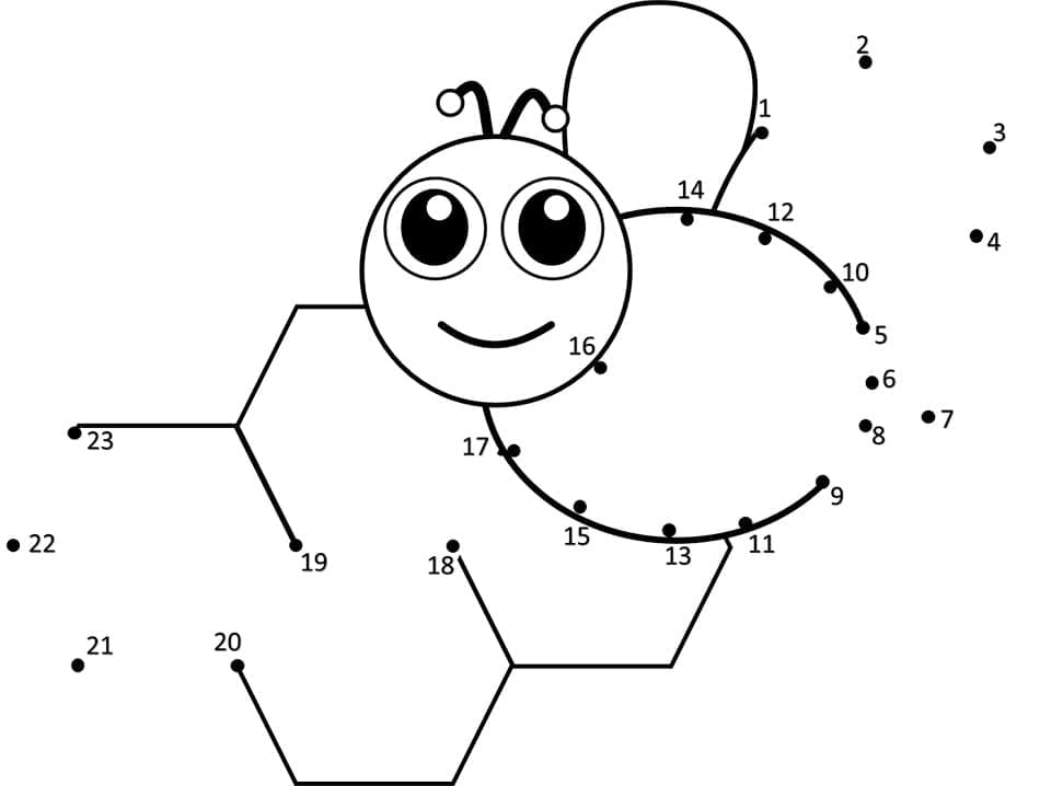 Desenho deAbelha Ligue os Pontos para colorir