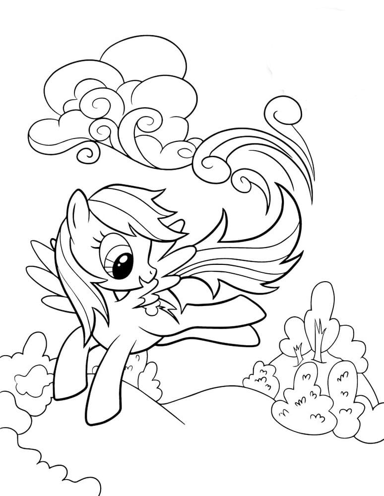 Desenho de Adorável Rainbow Dash para colorir