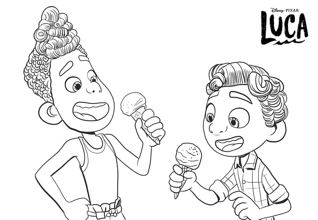 Desenho deAlberto com Luca para colorir