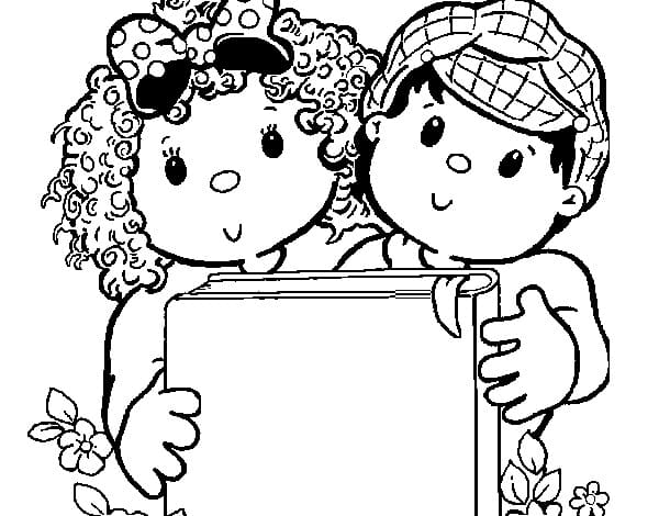 Desenho deAmigos e Livro para colorir