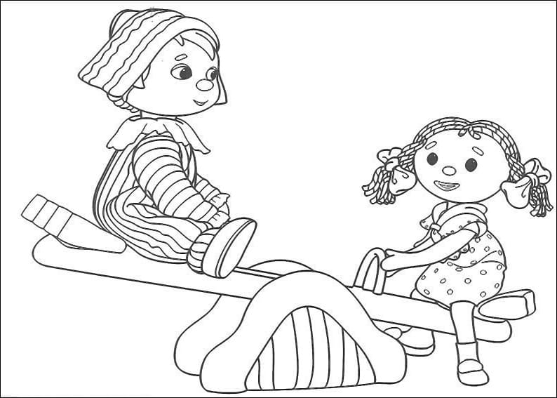 Desenho deAndy Pandy e Looby Loo para colorir