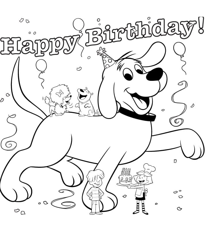 Desenho deAniversário de Clifford para colorir