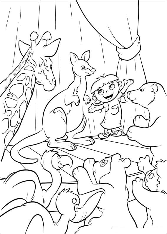 Desenho deAnnie com Animais para colorir