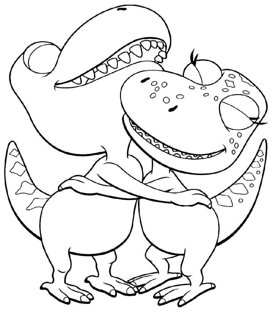 Desenho deAnnie e Buddy de Dinotrem para colorir