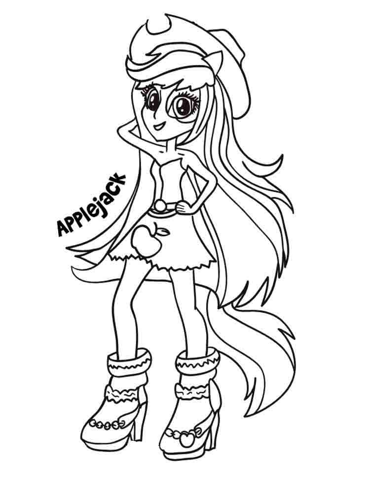 Desenho deApplejack de Equestria Girls para colorir