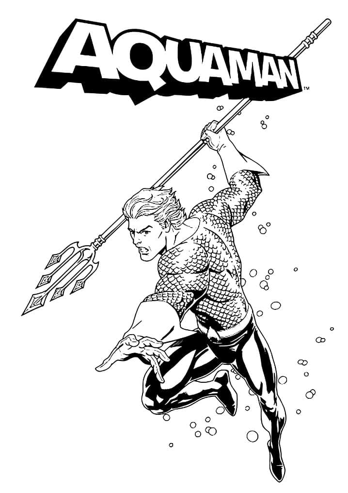 Desenho deAquaman Atacando para colorir