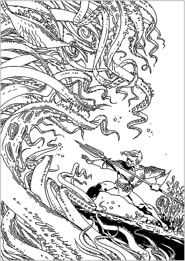 Desenho deAquaman e Monstro para colorir