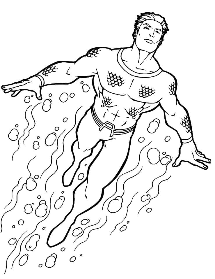 Desenho deAquaman Nadando para colorir