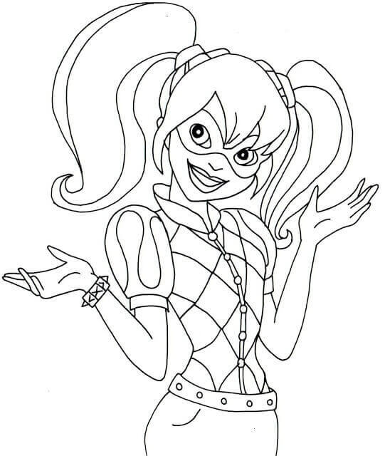 Desenho deArlequina Animada para colorir