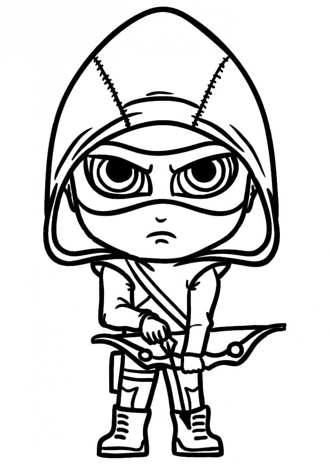 Desenho deArqueiro Verde Chibi para colorir