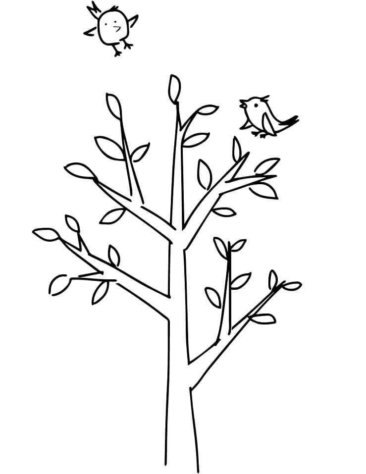 Desenho deÁrvore da Primavera 4 para colorir