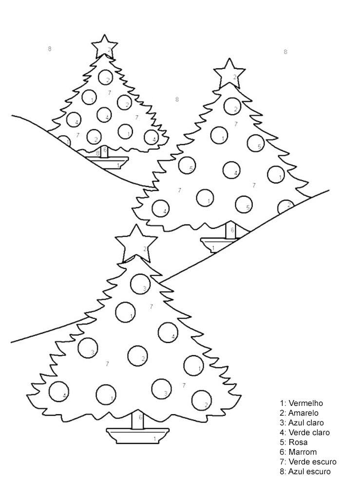 Desenho deÁrvore de Natal Colorir por Números para colorir