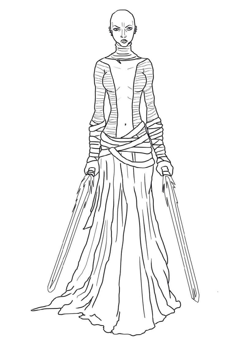 Desenho de Asajj Ventress para colorir