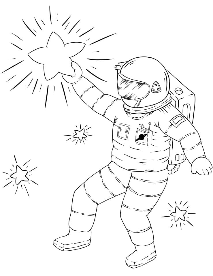 Desenho deAstronauta e Estrela para colorir