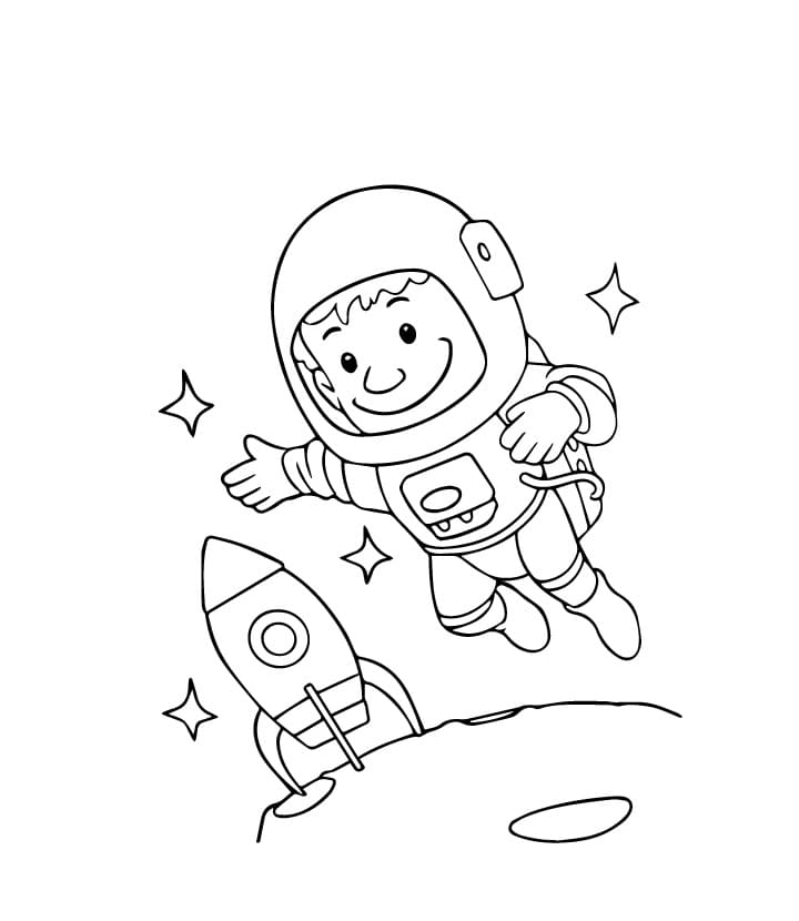 Desenho deAstronauta e Nave Espacial para colorir