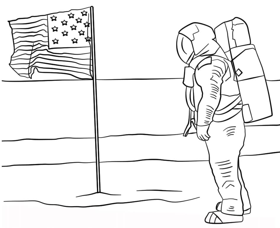 Desenho deAstronauta na Lua para colorir