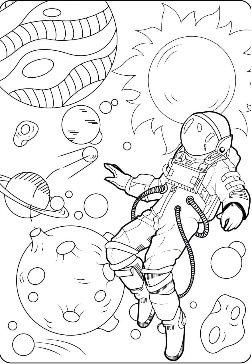 Desenho deAstronauta no Espaço para colorir