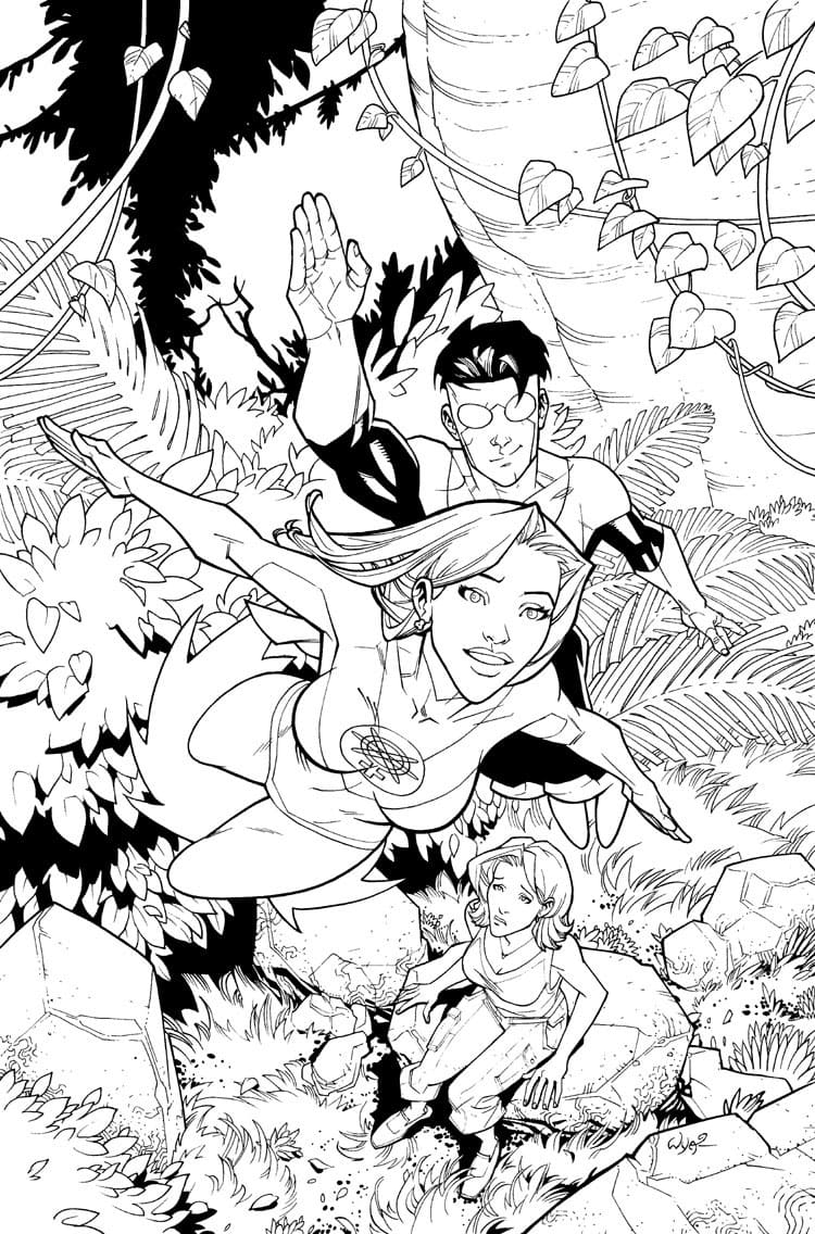 Desenho deAtom Eve e Invincible para colorir