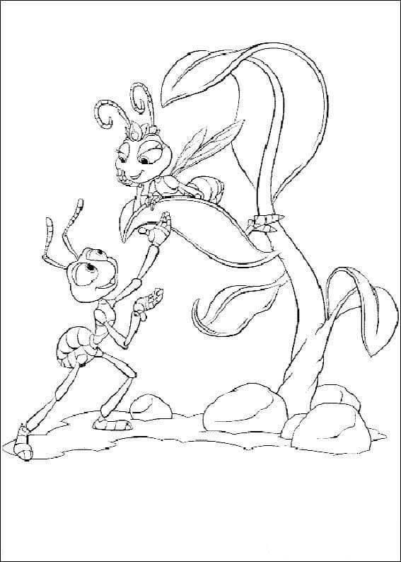 Desenho deAtta e Flik para colorir