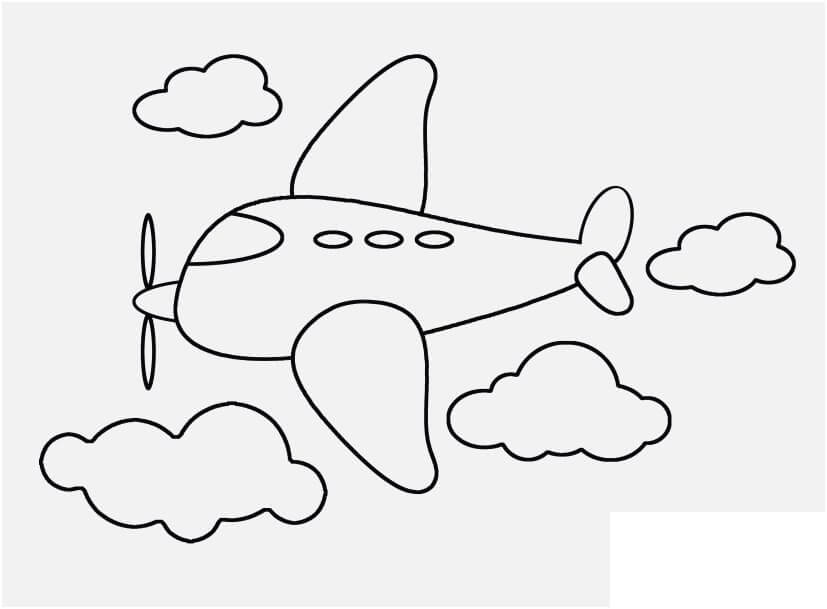 Desenho deAvião Simples para colorir