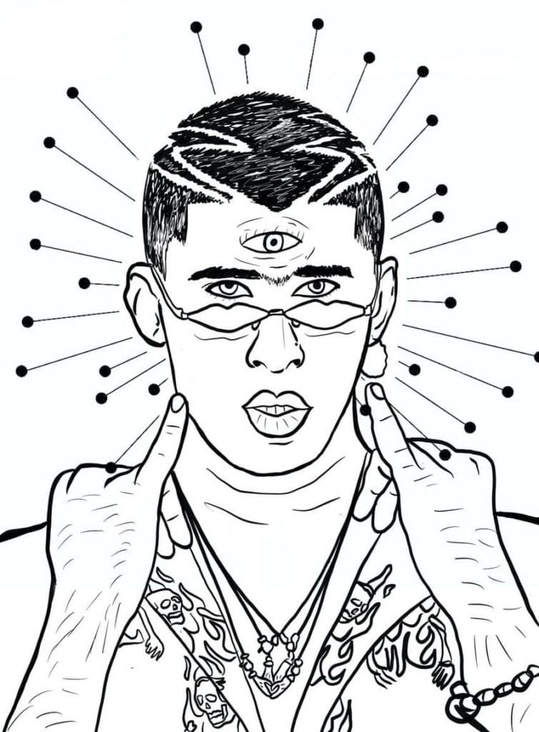 Desenhos de Bad Bunny para colorir