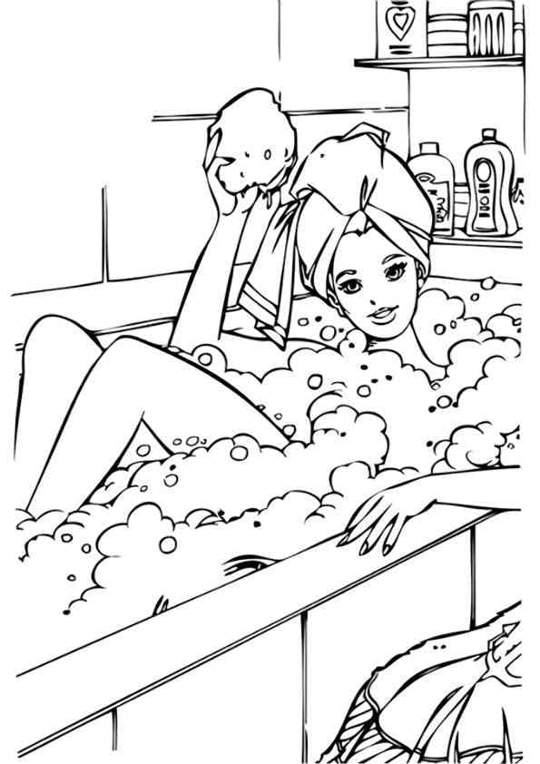 Desenho deBarbie na Banheira para colorir