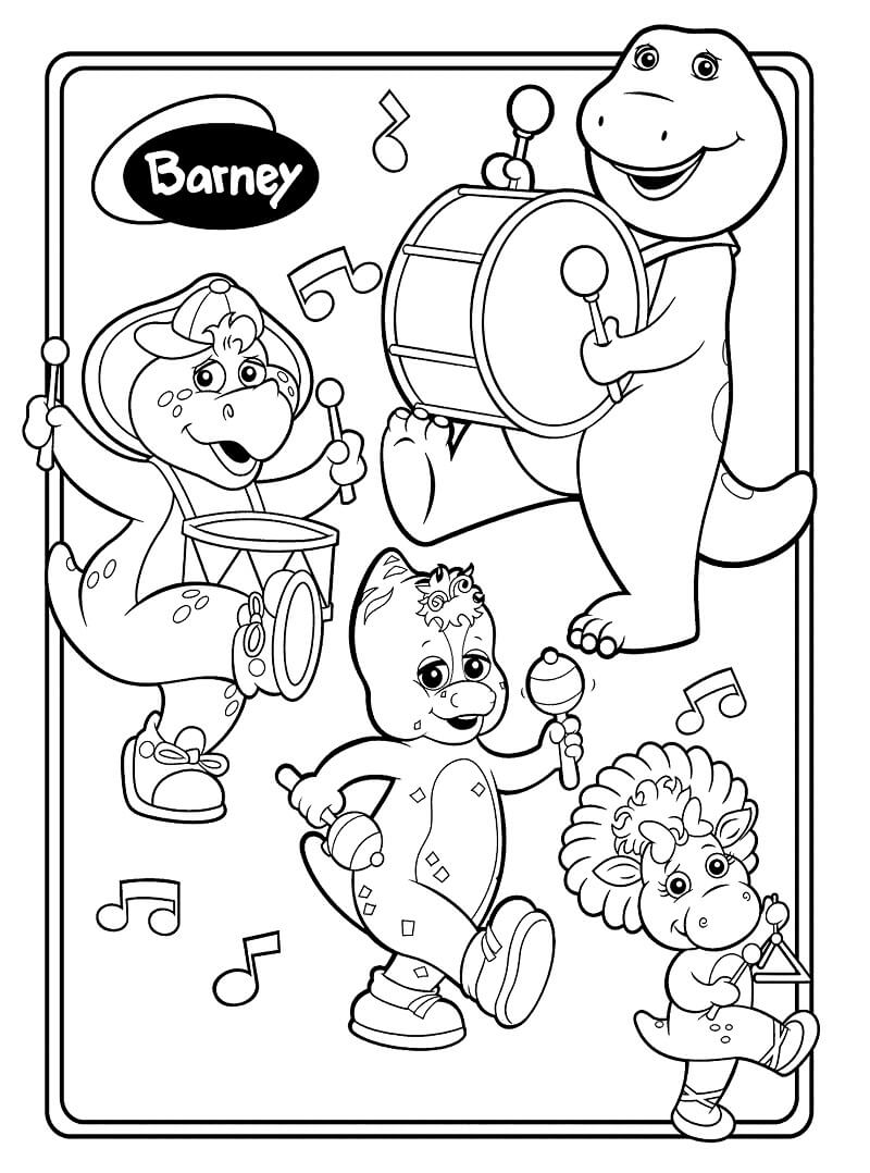 Desenho de Barney com Seus Amigos para colorir