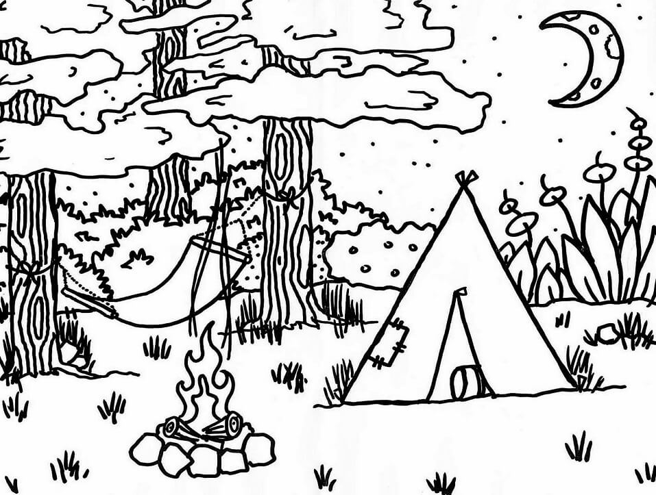 Desenho de Barraca de Acampamento 4 para colorir