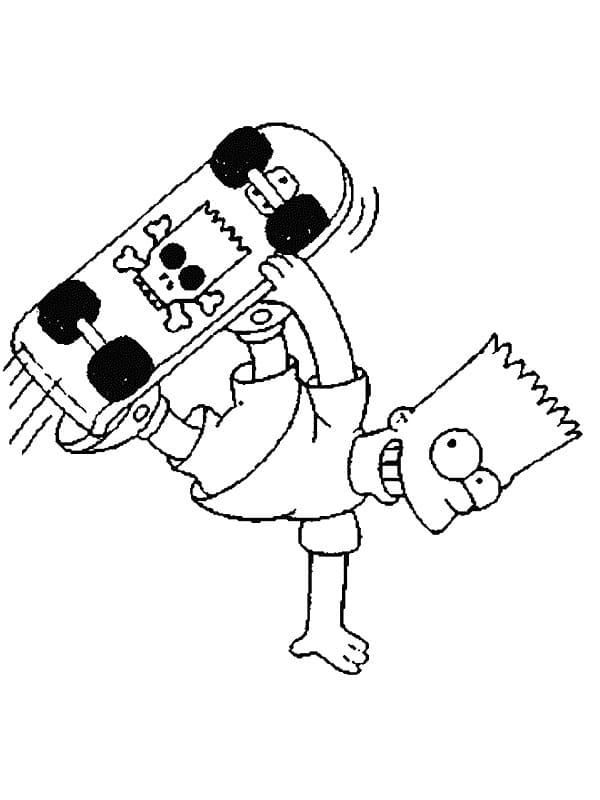 Desenho deBart Simpson no Skate para colorir