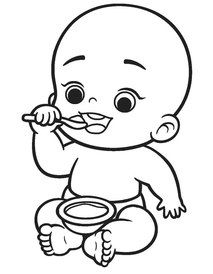 Desenho deBebê Comendo para colorir