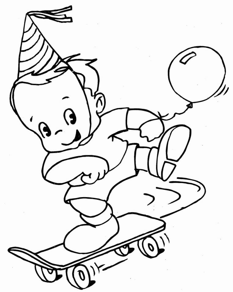 Desenho deBebê no Skate para colorir